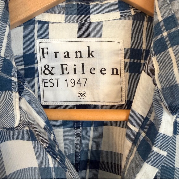 Frank & Eileen Women’s Barry Plaid Flannel Button Up Shirt Blue White, X-Small - Picture 2 of 4